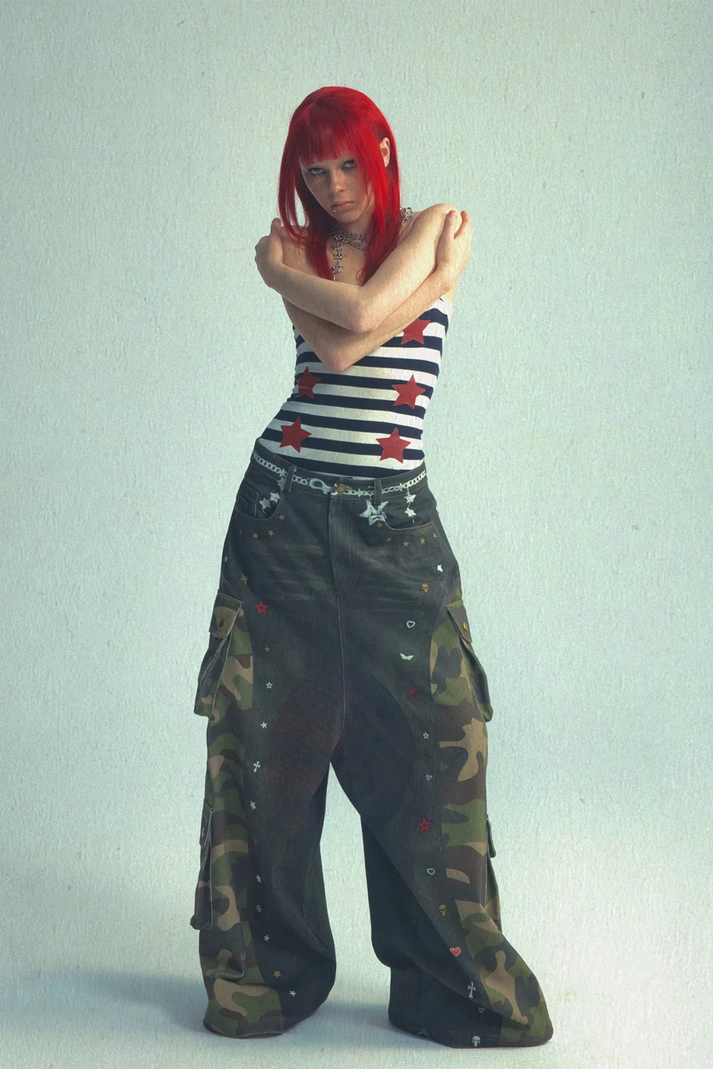 Rhinestone Camo Washed Overalls