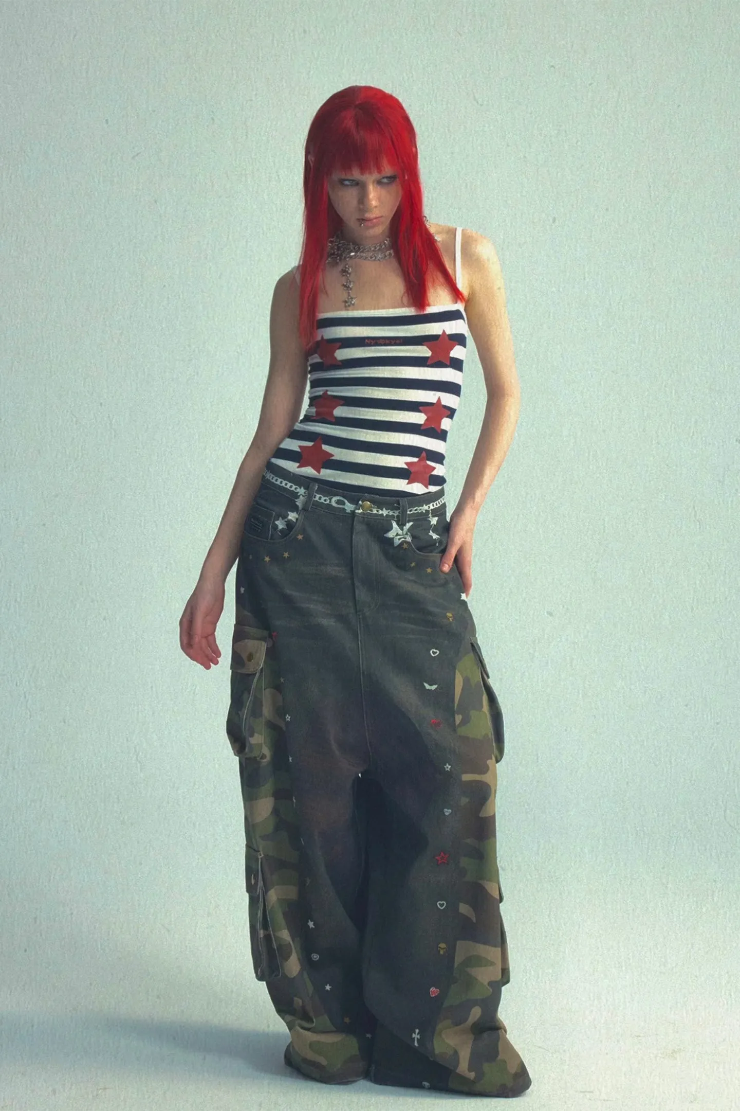 Rhinestone Camo Washed Overalls