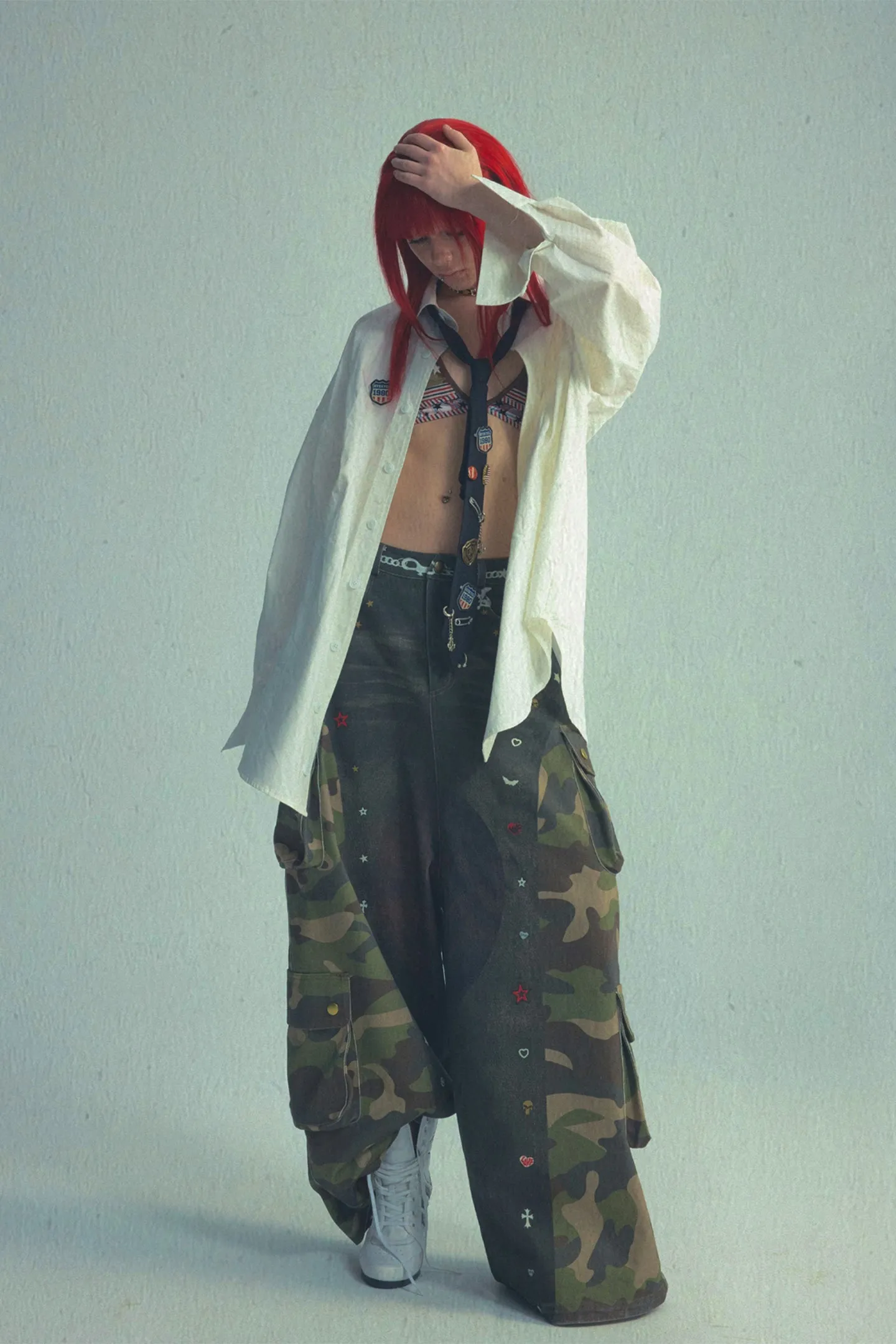 Rhinestone Camo Washed Overalls