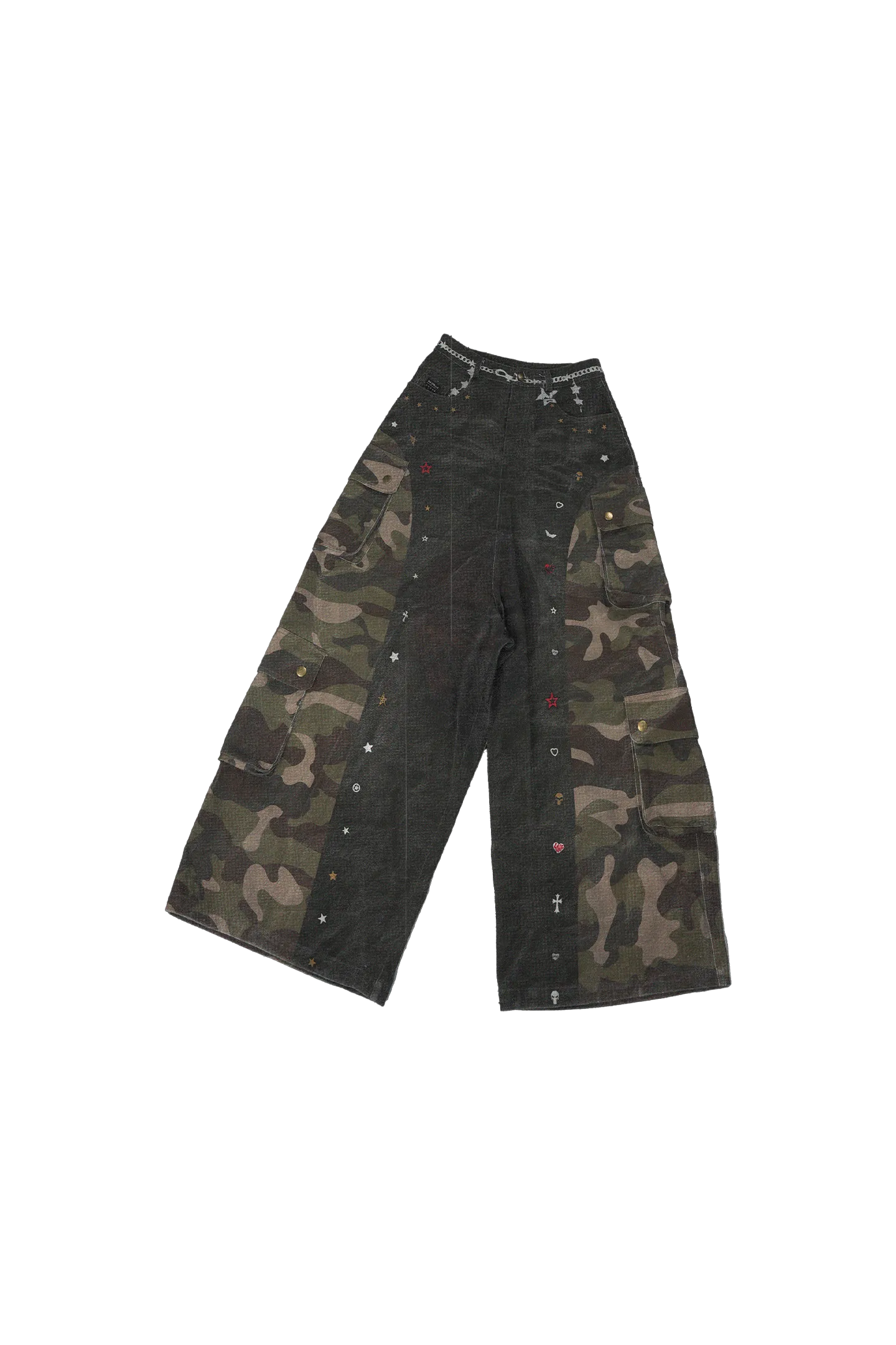 Rhinestone Camo Washed Overalls