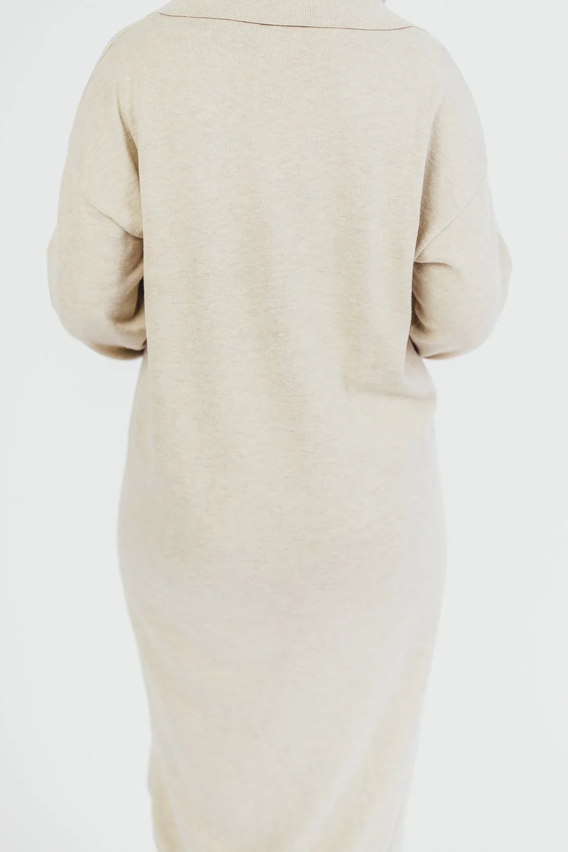 Riley Lightweight Long Sleeve Maxi Dress in Natural - Bump Friendly