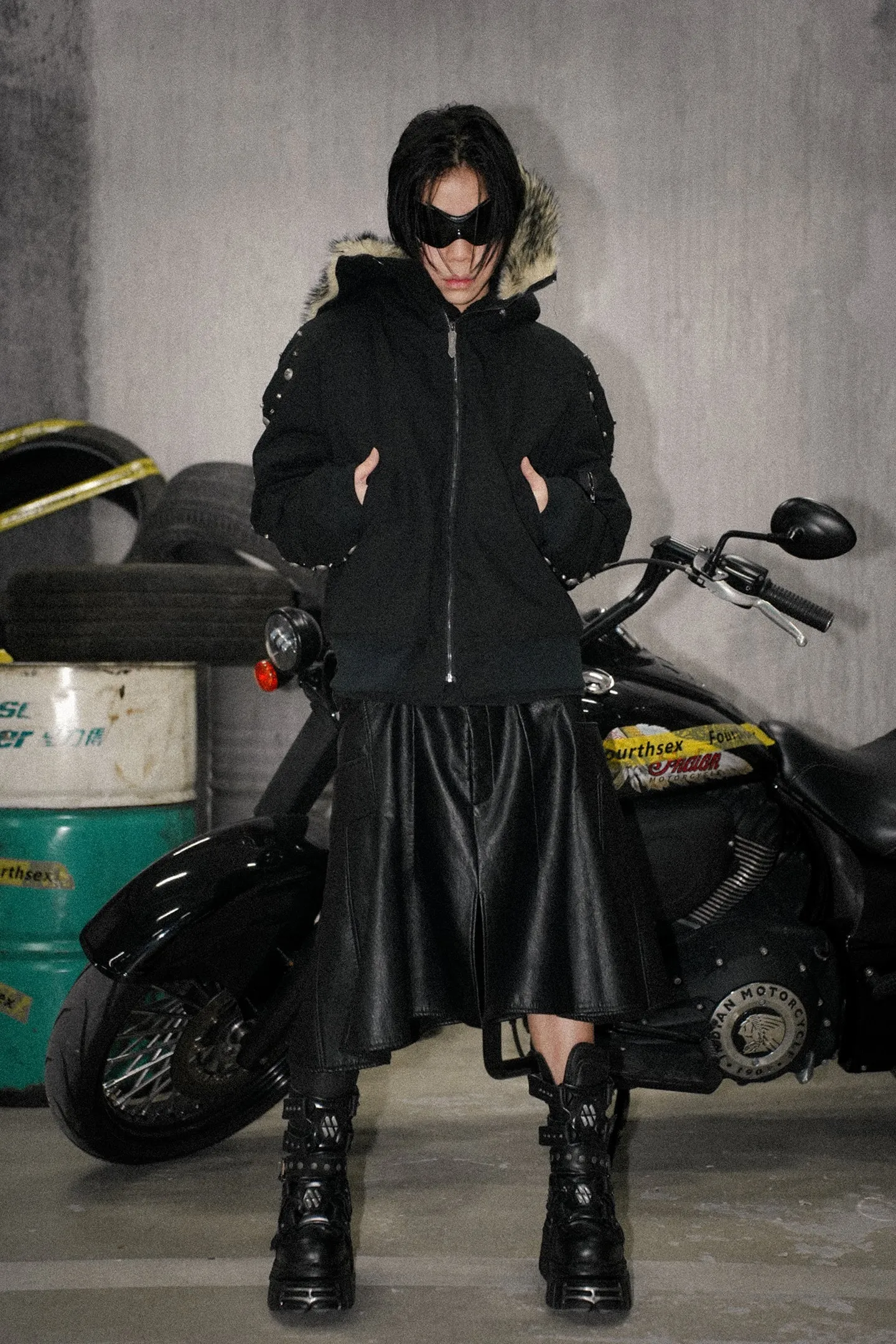Rivet Fox Double-Faced Denim Hoodie