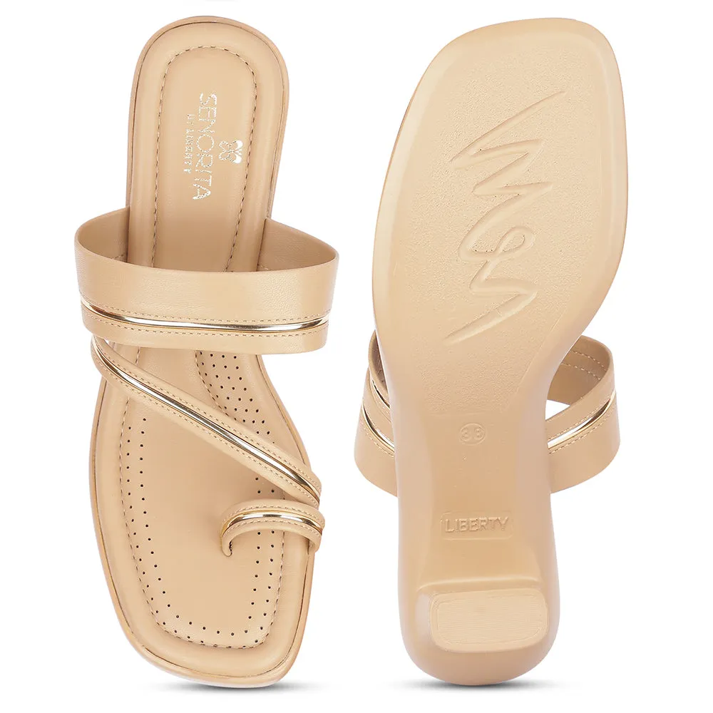 Senorita Casual Beige Block Heels For Women D839-03 By Liberty
