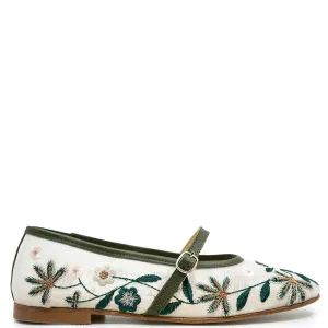 Spain Co Mesh Floral Embroidered Strap Flat