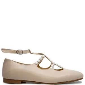 Spain Co Nude Pearl T Strap Mary Jane