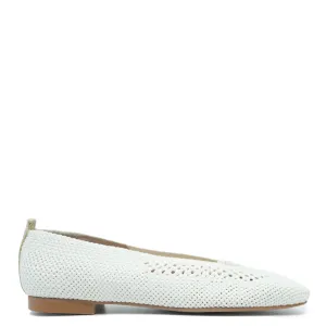 Spain Co Off White Crochet Square Toe Flat