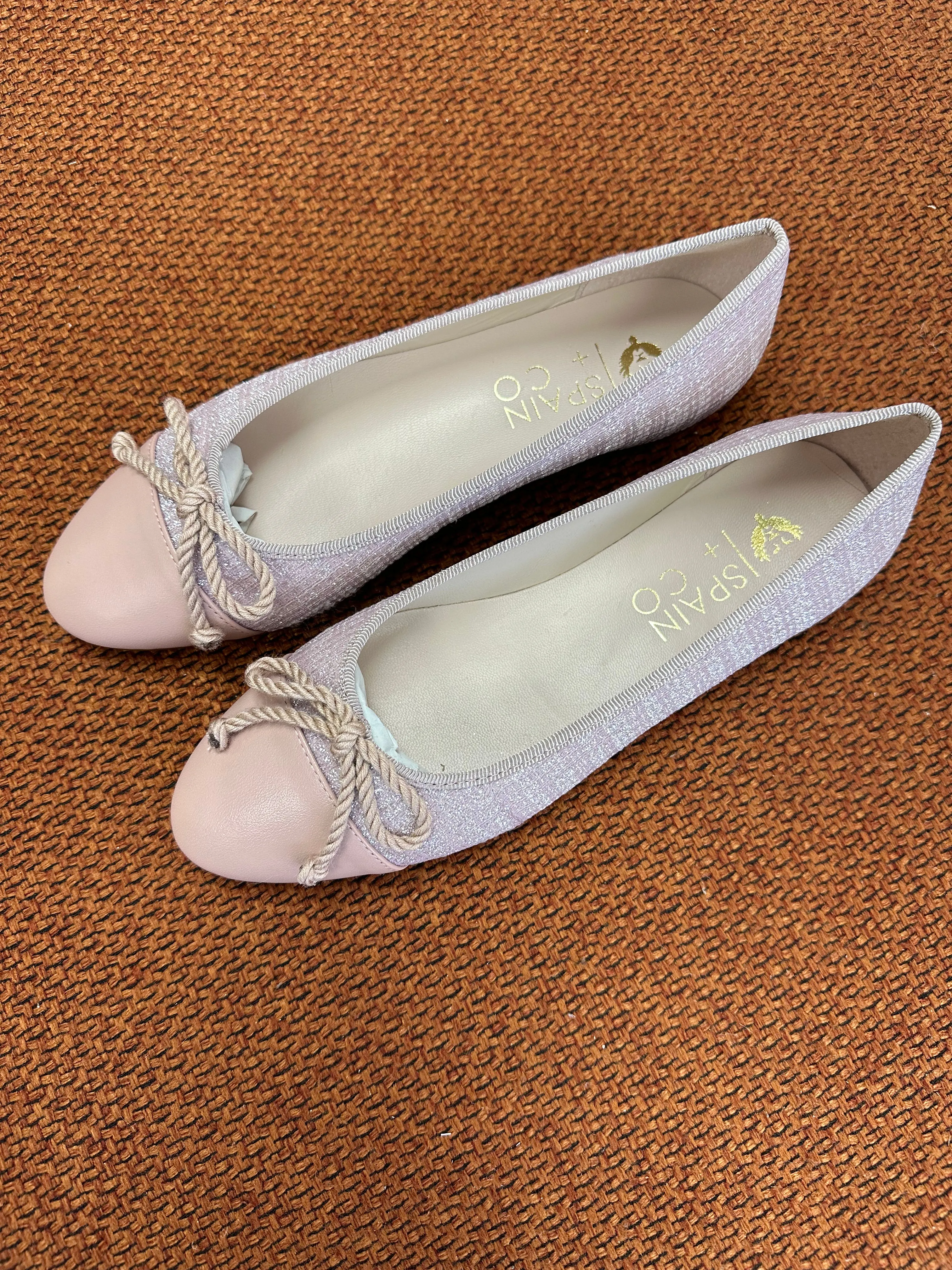 Spain Co Pink Tweed Captoe Ballet Flat