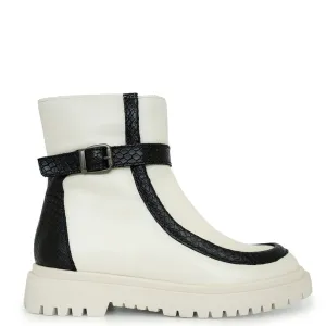 Spain Co White and Black Zipper Boot