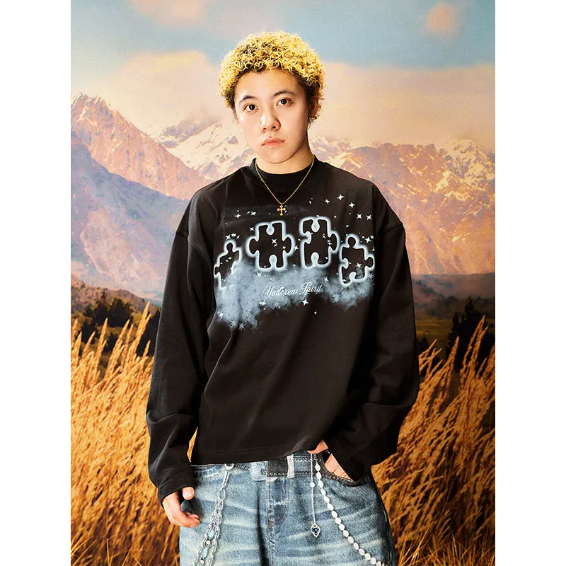Stardust Digital Printed Puzzle Long Sleeve T-Shirt