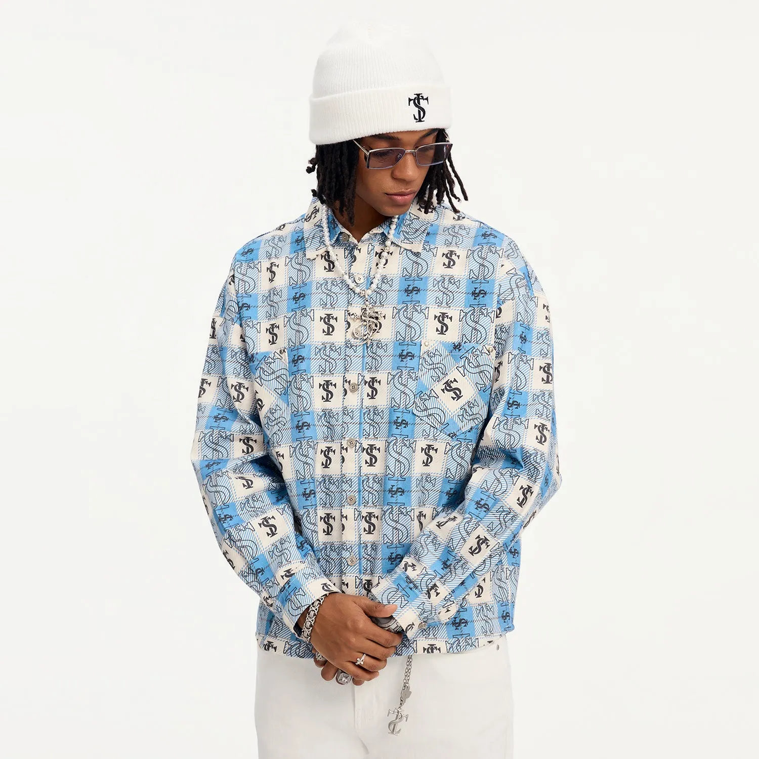 STK-Cross full print plaid shirt