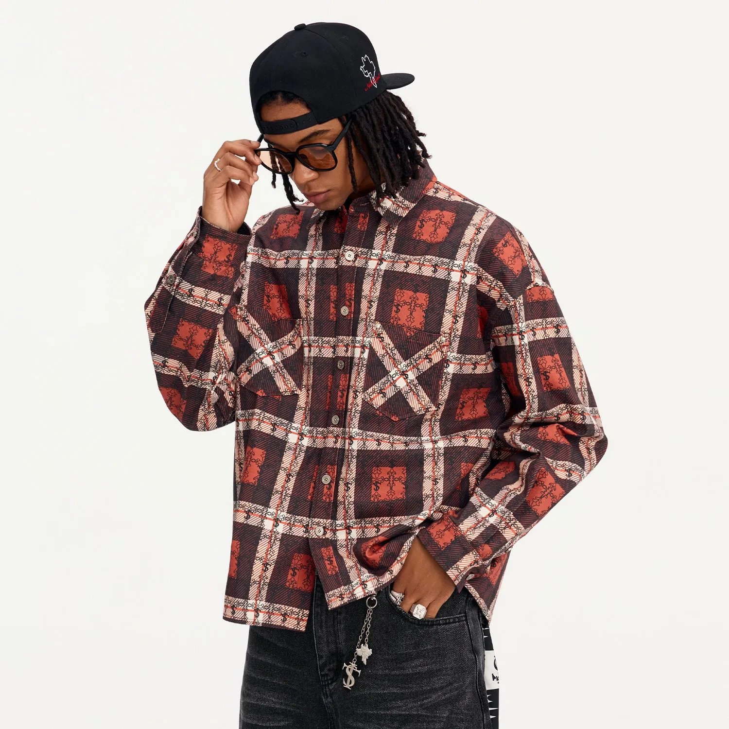 STK-Cross full print plaid shirt
