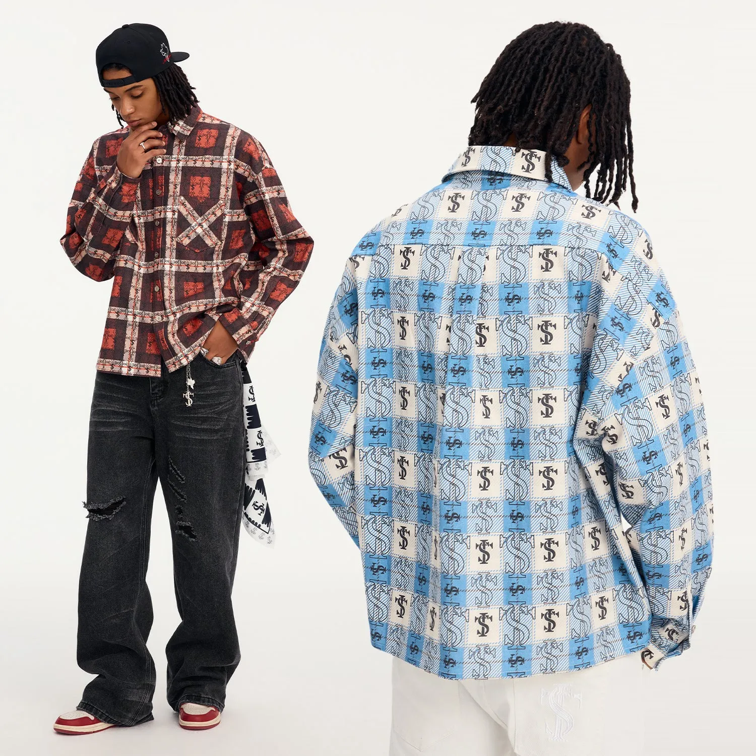 STK-Cross full print plaid shirt