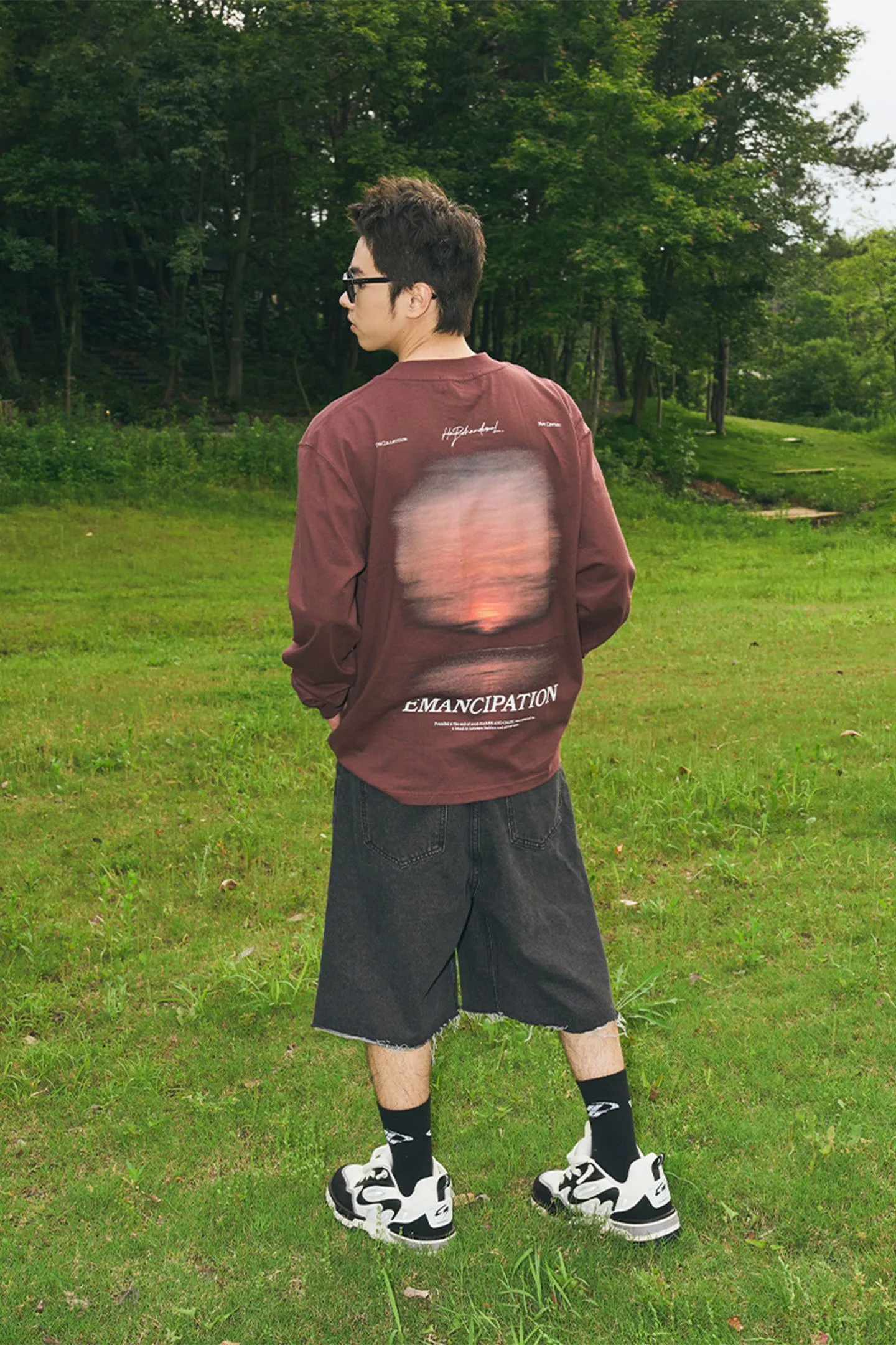 Street Film Style Printed Cotton Knit Long Sleeves