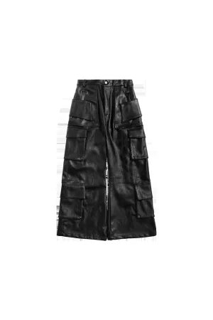 Structured Multi-Pocket Leather Cargos