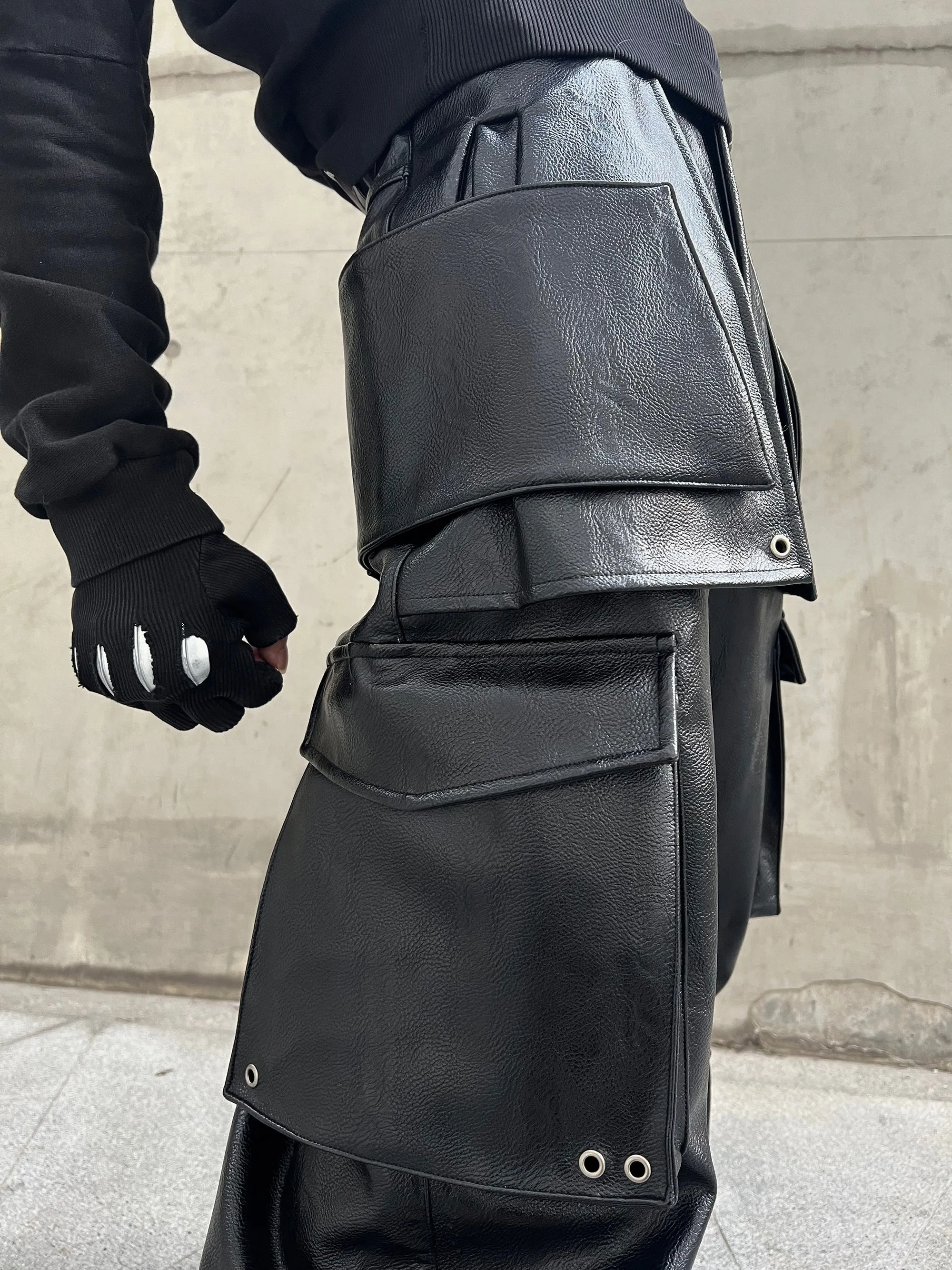 Structured Multi-Pocket Leather Cargos
