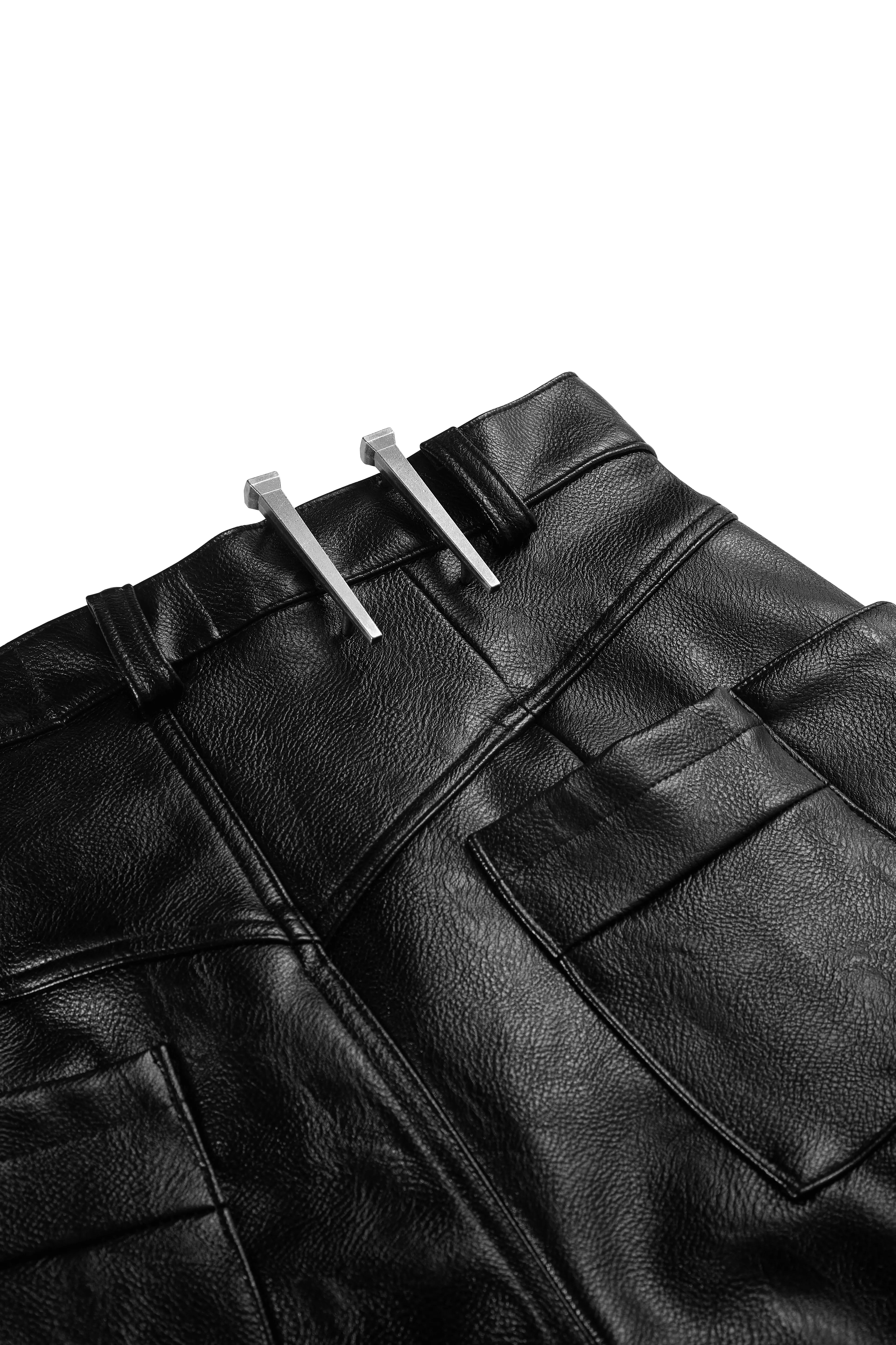 Structured Multi-Pocket Leather Cargos