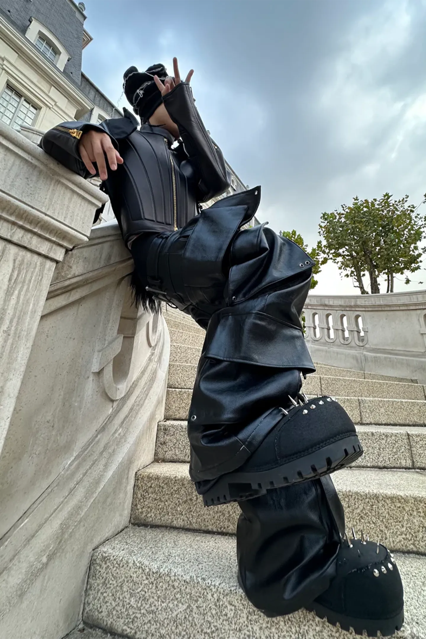 Structured Multi-Pocket Leather Cargos