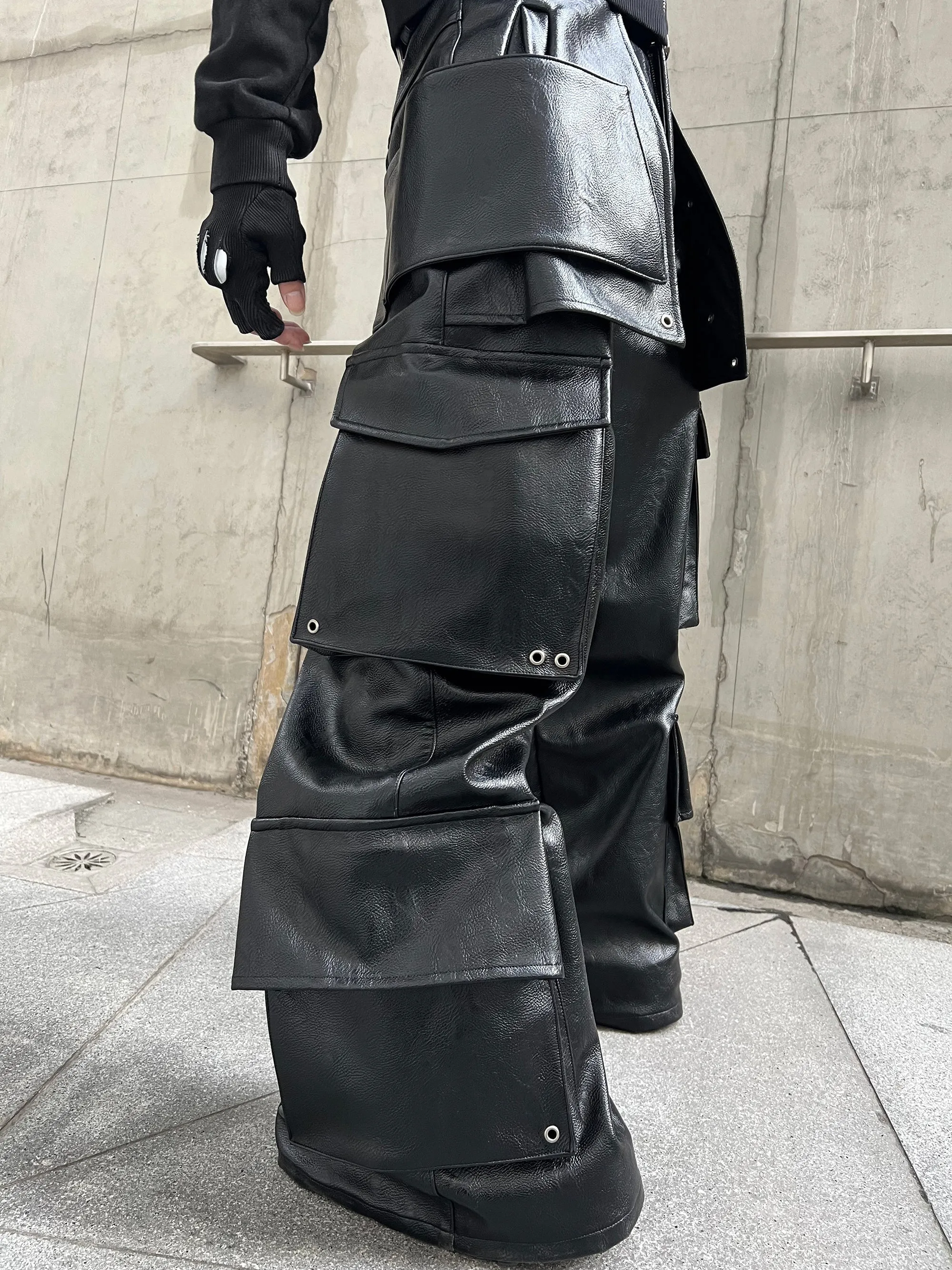 Structured Multi-Pocket Leather Cargos