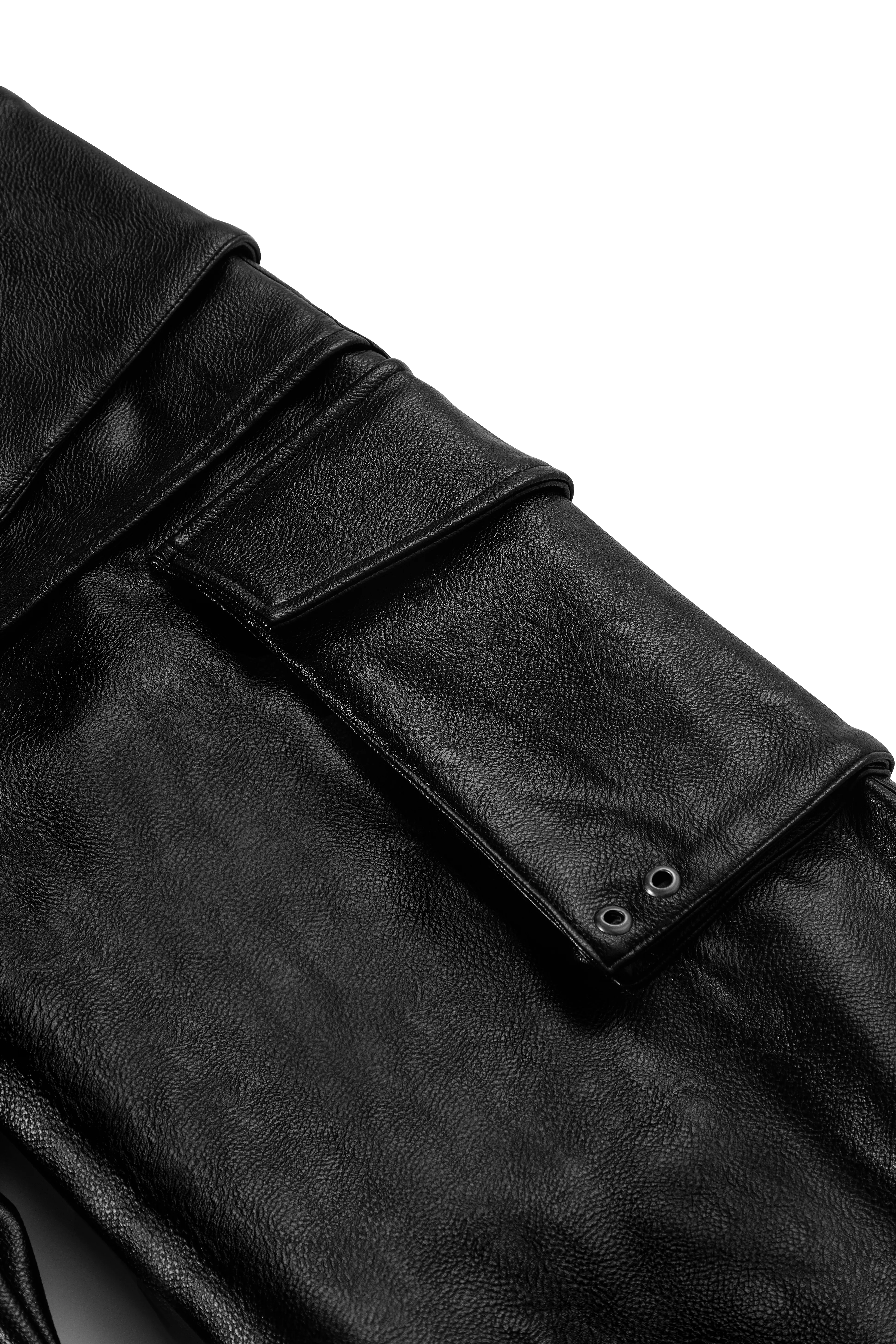 Structured Multi-Pocket Leather Cargos
