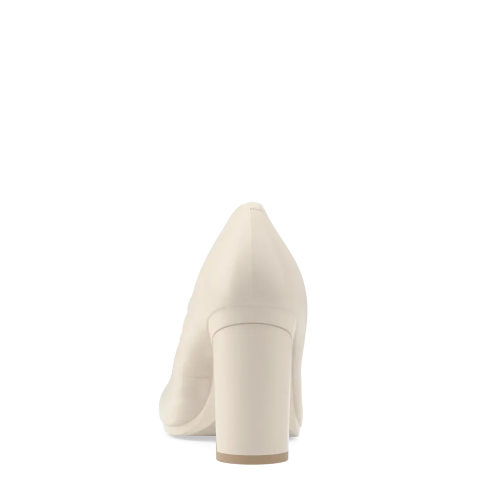 The Ballet Pump - Ivory Leather 4 Block
