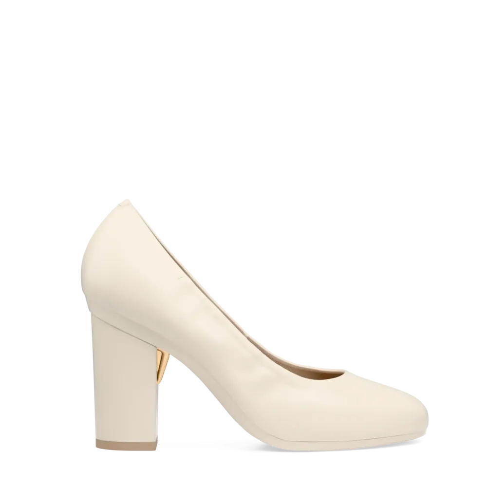 The Ballet Pump - Ivory Leather 4 Block