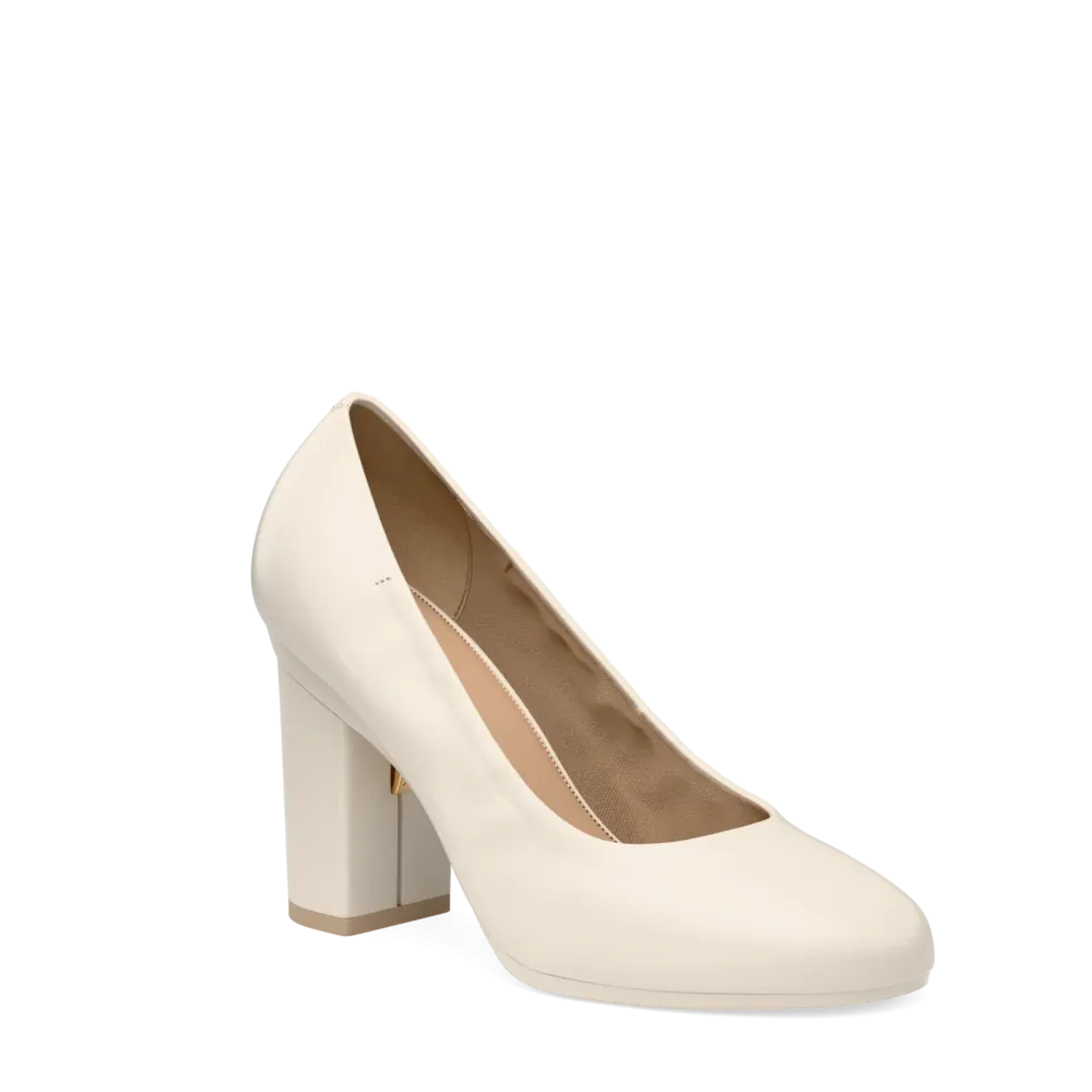 The Ballet Pump - Ivory Leather 4 Block
