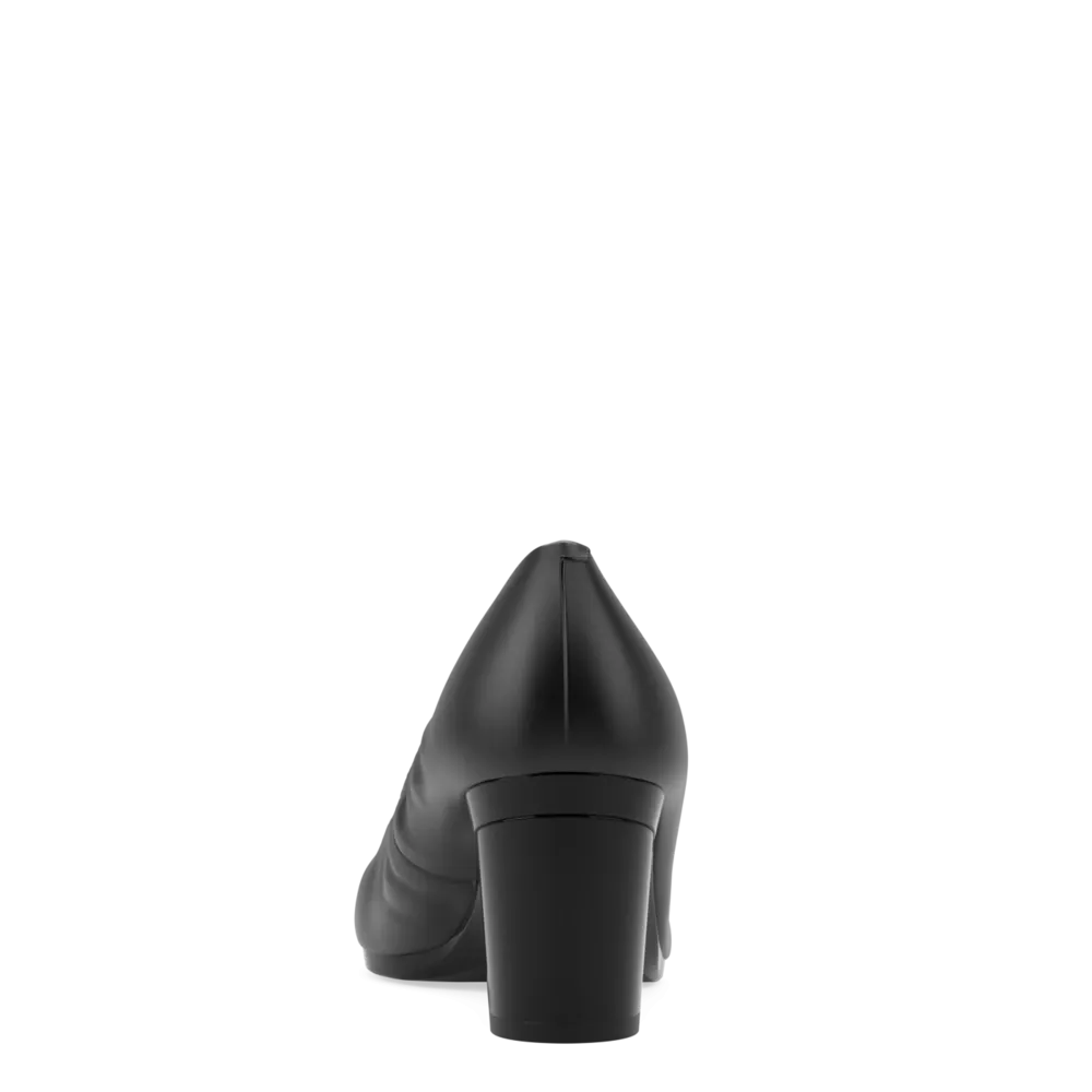 The Pump Wide Width - Coal Stretch Leather 3 Block