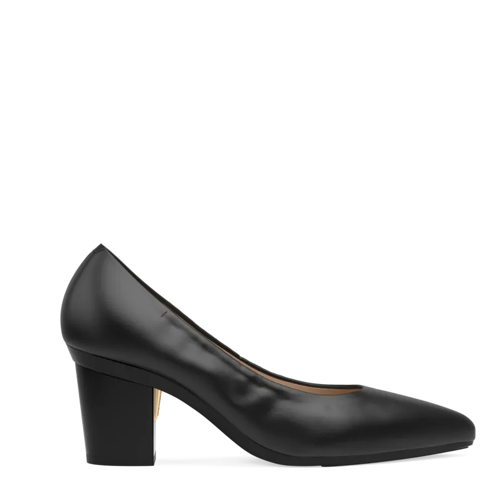 The Pump Wide Width - Coal Stretch Leather 3 Block