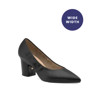 The Pump Wide Width - Coal Stretch Leather 3 Block