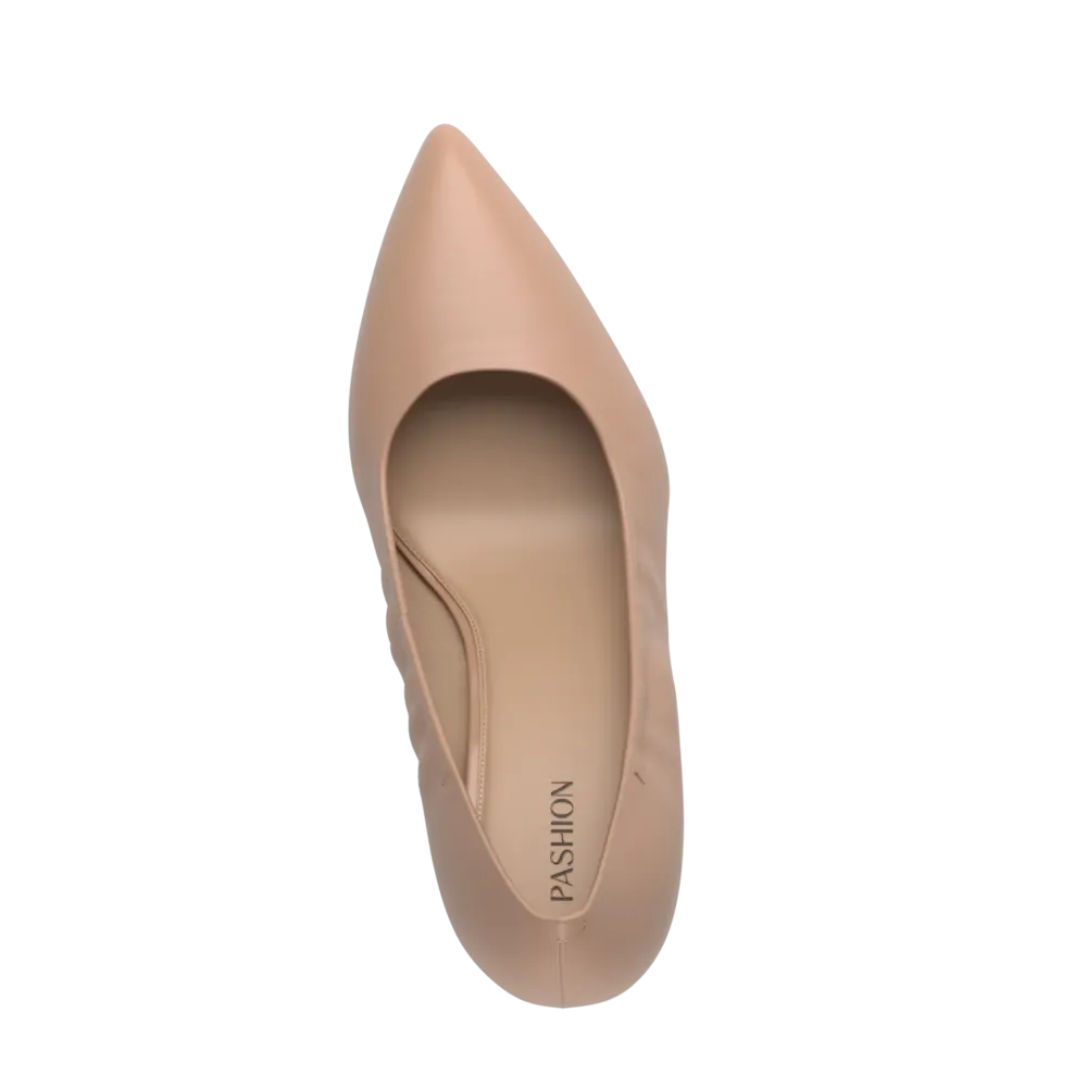 The Pump Wide Width - Latte Stretch Leather 4 Block