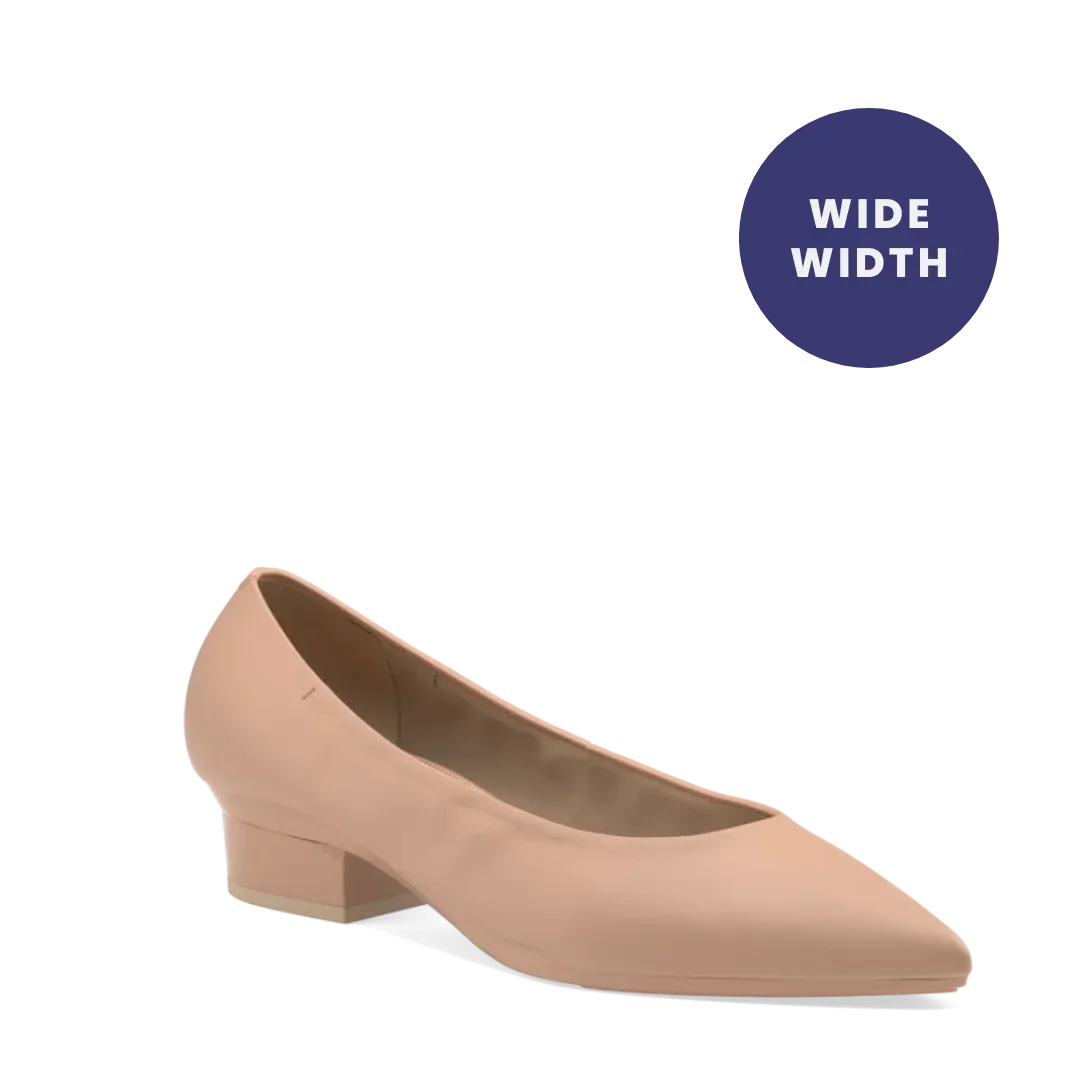 The Pump Wide Width - Latte Stretch Leather 4 Block
