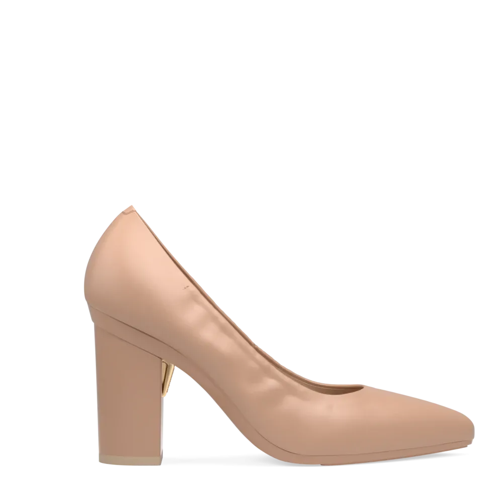 The Pump Wide Width - Latte Stretch Leather 4 Block