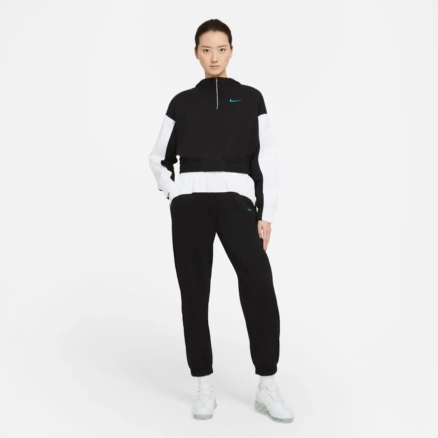 W NSW ICON CLASH HOODIE BLK/WHT/CHLORINE BLUE