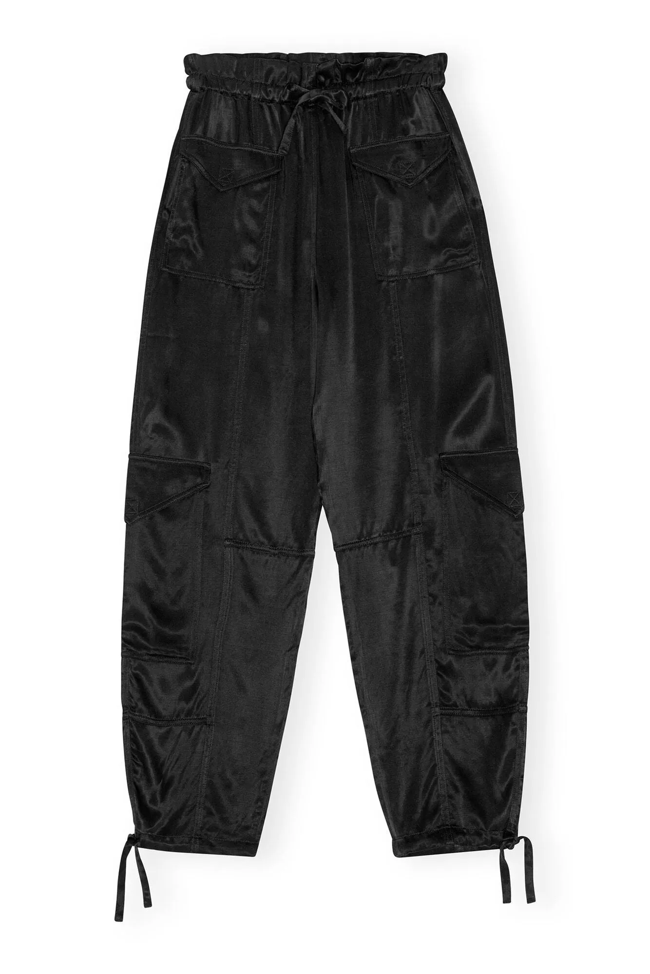 Washed Satin Pants - Black