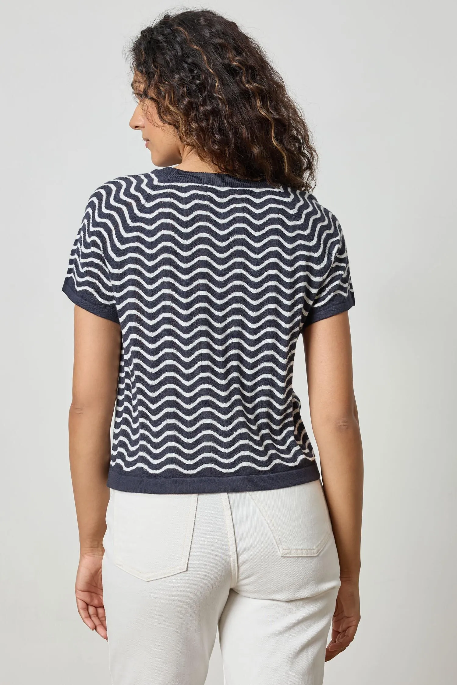 Wave Stitch Sweater Navy Wave