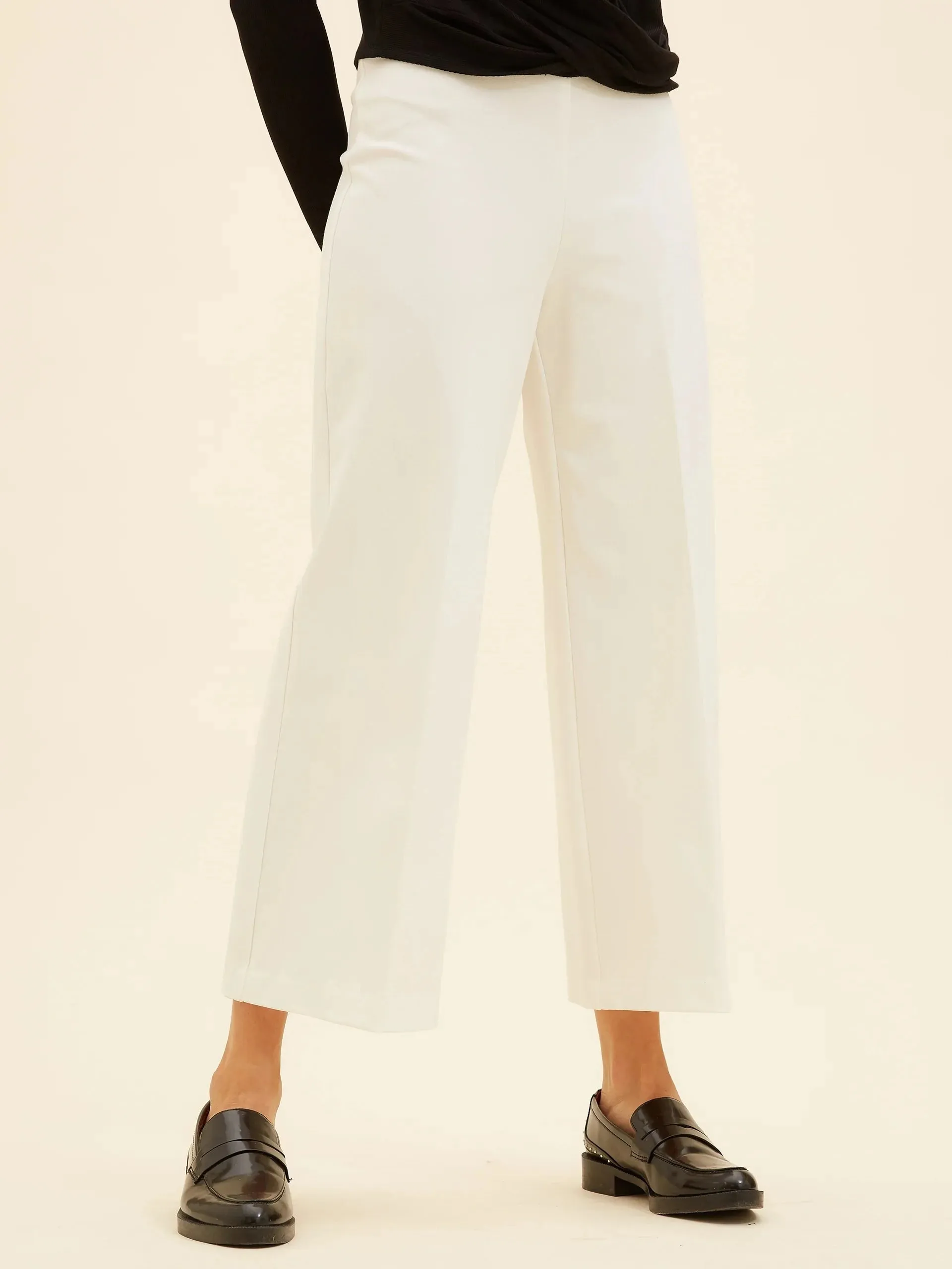 Wide Leg Cropped Pants Off White