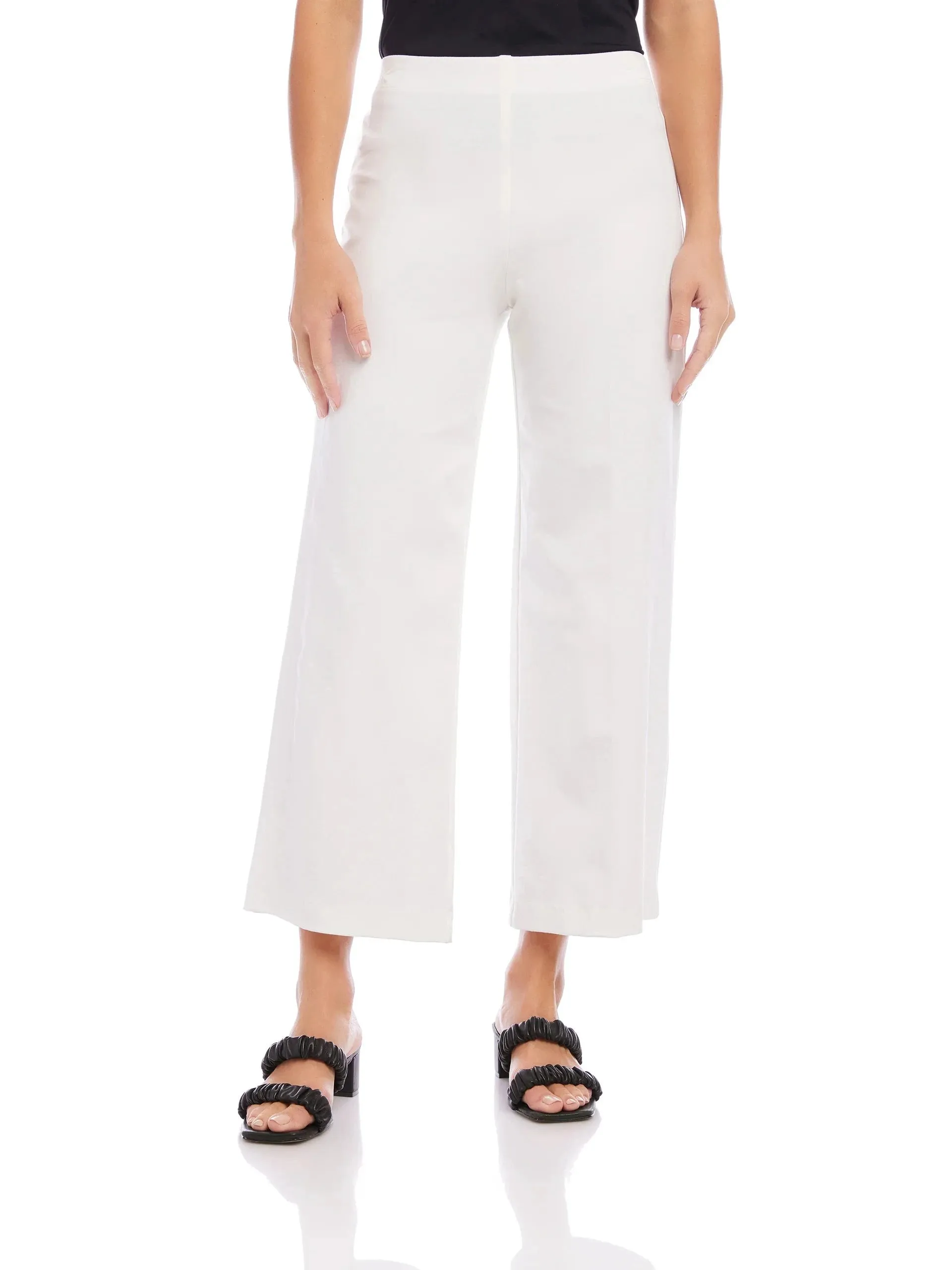 Wide Leg Cropped Pants Off White