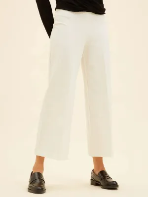 Wide Leg Cropped Pants Off White