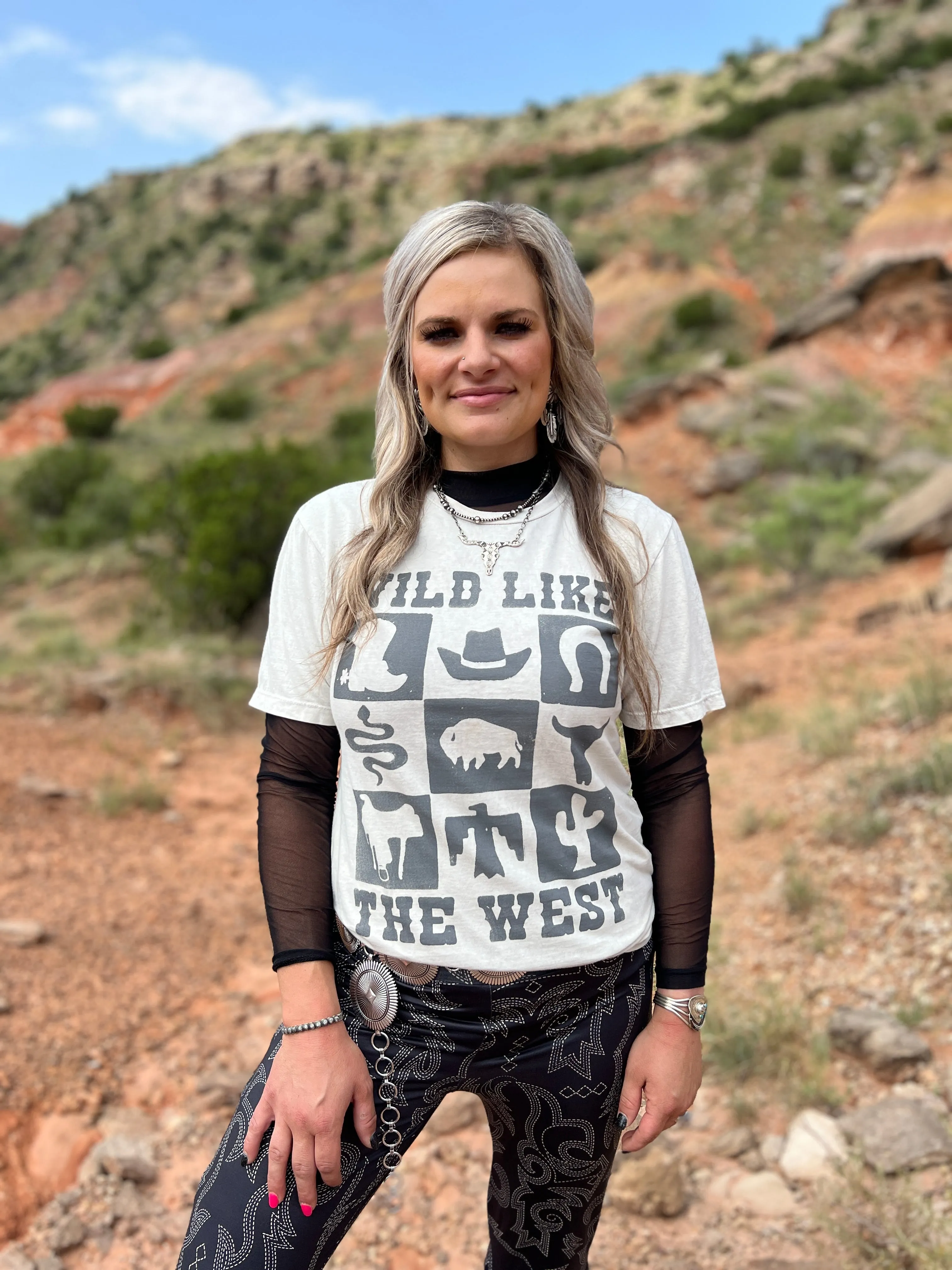 Wild Like The West Checkered Tee