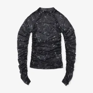 Wmns Printed Mesh Plated Long Sleeve