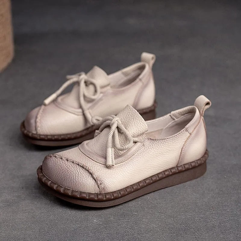 Women Spring Retro Leather Soft Casual Shoes
